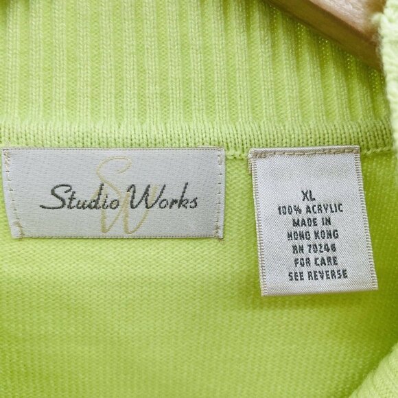 Studio Works Womens Size XL Argyle Beaded Pullover Sweater 3/4 Sleeve Green - Picture 5 of 6